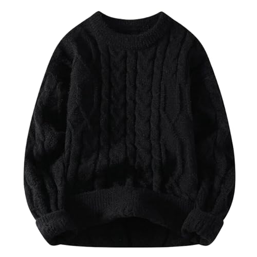 Autumn Winter Solid Color Loose Warm Knit Sweater Men O-Neck Casual Knitted Pullovers Mens Sweaters