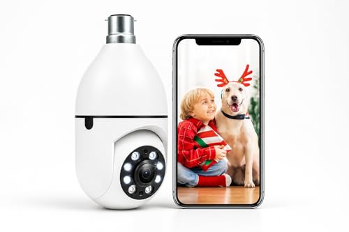 Image of OTOOBEST Outdoor Security Camera, WiFi PTZ Dome Camera with Night Vision, Mobile App Control, White (Bulb-Camera)