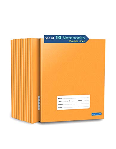 Image of TARGET PUBLICATIONS WOODSNIPE Double Line Notebooks | 176 Ruled Pages | Small Notebooks 2 Line | Hard Brown Cover | 15.5 cm x 19 cm Approx | Pack of 10 Books | GSM 60, Jumbo Size (15.5 cm x 19 cm)