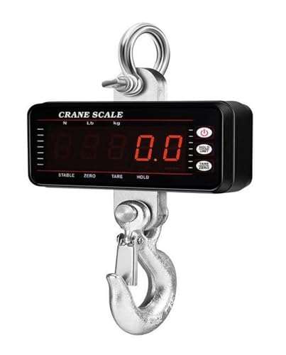 Báscula industrial digital con control remoto inalámbrico Bluetooth y pantalla LED grande colgante de alta precisión para Mercado, Construcción(1500kg black)