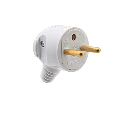 Prise electrique male - Fiche electrique - Prise male - Prise male 220 V - Fiche male - Fiche electrique male - Fiche Male Broche D.4,8mm Sortie Laterale...