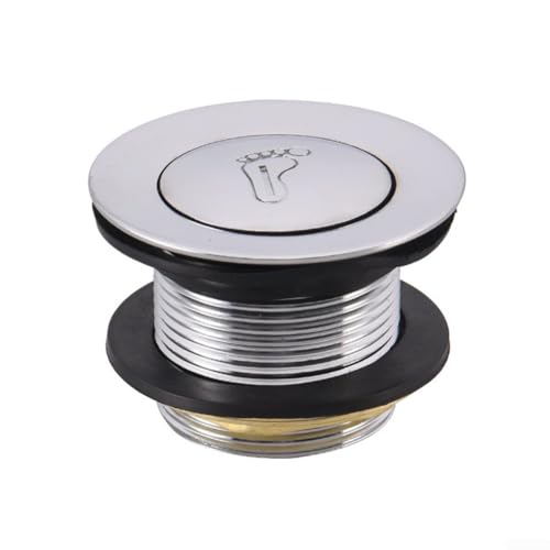Whychstore Bonde de baignoire, bouchon clic-clac pour couvercle de bonde de baignoire (1 pièce), argenté, alliage, laiton, plastique