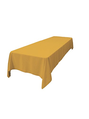 LA Linen Polyester Poplin Washable Rectangular Tablecloth, Stain and Wrinkle Resistant Table Cover 60x108, Fabric Table Cloth for Dinning, Kitchen, Party, Holiday 60 by 108-Inch, Gold
