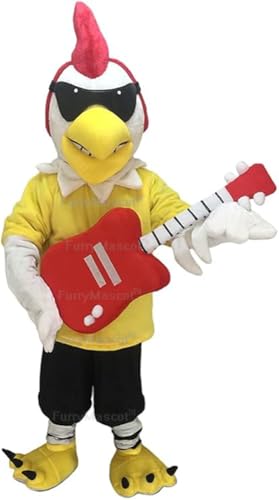 Rock Star Rooster Suit Animal Mascot Costume Party Carnival Costumes With Fan Inside the Head