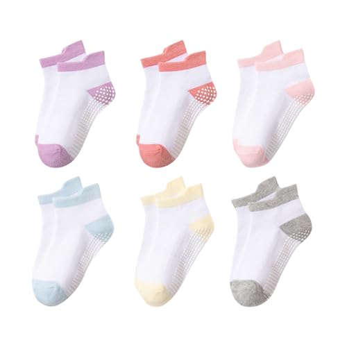Socks for Girls 6-Pack Soft Cute Non Slip Durable and Breathable Unisex Boy and Girl Comfortable Warm Ankle Sock