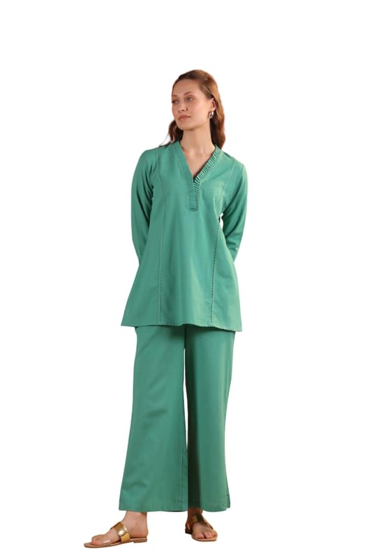 jisora Women's Wine Solid Cotton Flex Co-ord Set-picture-54