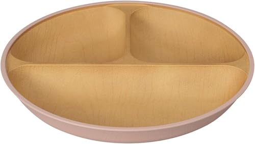 カノー earth color(アースカラー) 抗菌 すくえる丸ランチプレート ピンク 74668 電子レンジ対応 食洗機対応 日本製 仕切り皿 丸皿 木目 樹脂製