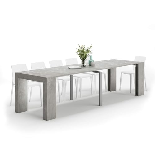 Mobili Fiver, Angelica Table Console Extensible 45(305) x 90 cm, Gris Ciment, fabriquée en Italie
