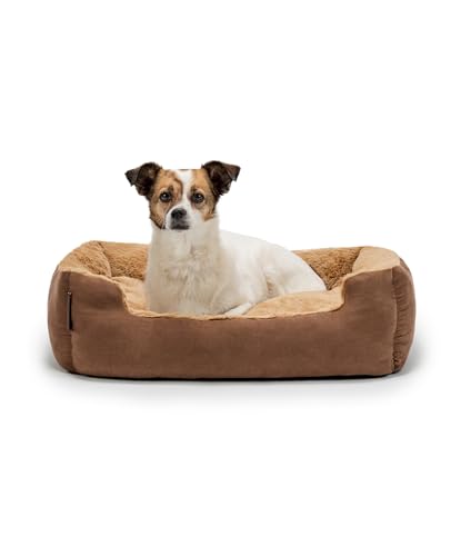 lionto Hundebett mit Wendekissen und Rutschfester Unterseite, Robustes Heimtierkissen mit tiefem Einstieg für Hunde und Katzen jeden Alters, 60x48 cm, kuscheliges Hundekissen, braun/beige lionto Hundebett mit Wendekissen und Rutschfester Unterseite, Robustes Heimtierkissen mit tiefem Einstieg für Hunde und Katzen jeden Alters, 60x48 cm, kuscheliges Hundekissen, braun/beige