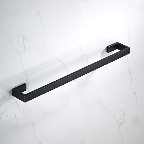 JunSun Rectangular 4-Piece Bathroom Accessory Set (Towel Bar Toilet Paper Holder Robe Hook Towel Holder) Contemporary Bathroom Hardware Accessories Sets Wall Mounted - Stainless Steel Matte Black