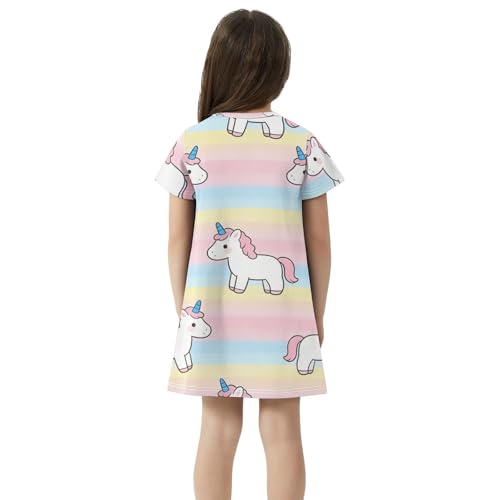 Vestidos de unicornios para niñas de manga corta casuales de 2 a 8 años 4