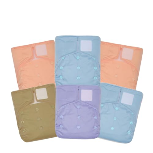 KaWaii Baby One Size Heavy Duty HD2 Cloth Diaper Shells, Reusable, Washable, Leakproof for Babies 8-36 lbs - Pack of 6