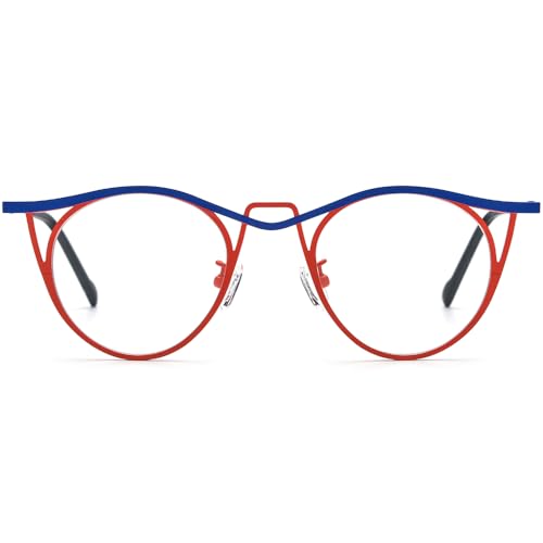 Image of FONEX Colorful Pure Titanium Glasses Frame Women Retro Round Eyeglasses F85782