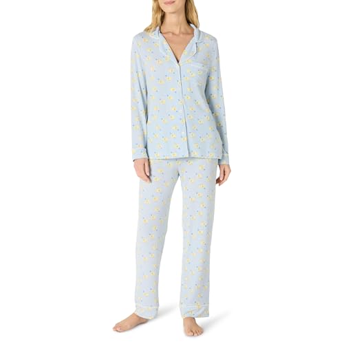 Image of Amazon Essentials x Sofia Grainge Women's Stretch Modal Long-Sleeve Button-Front Top and Full-Length Bottom Pajama Set
