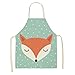 Delantal Delantales De Cocina para Mujer Ama De Casa Delantal De Limpieza Impermeable A Prueba De Aceite Algodón Lino Zorro Impreso Delantal para El Hogar-China_Color12_68Cmx55Cm
