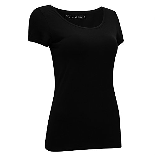 OThread & Co. Women's Short Sleeve T-Shirt Scoop Neck Basic Layer Stretchy Shirts3