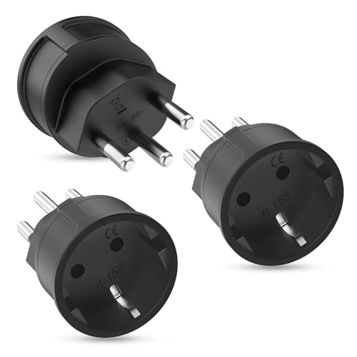 Obllemn Adaptador Enchufe Suiza 3 Piezas, Adaptador de Viaje Suiza, Español a Enchufe Suizo Adaptador Español a Suizo, Enchufe Schuko Tipo J para Maldivas, Ruanda, Liechtenstein