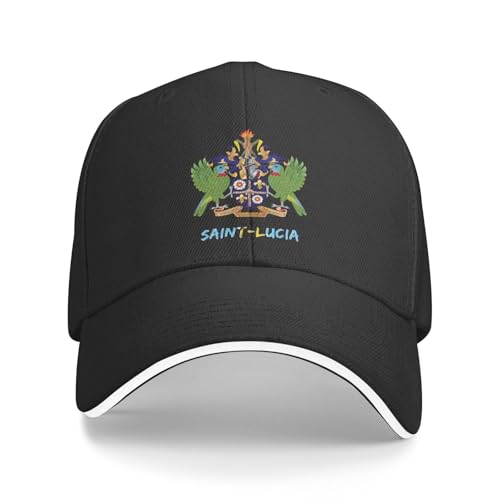 KWQDOZF Casquette de Baseball Unisexe aux Armoiries de Sainte-Lucie, Ajustable, lavée, Style Golf.