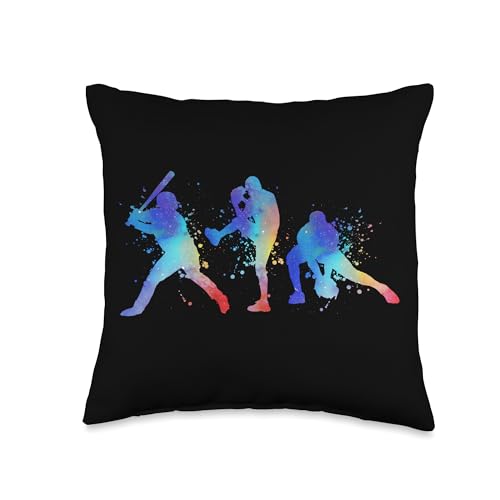 Baseball Players Pitcher Hitter Batter Infielder Throw Pillow