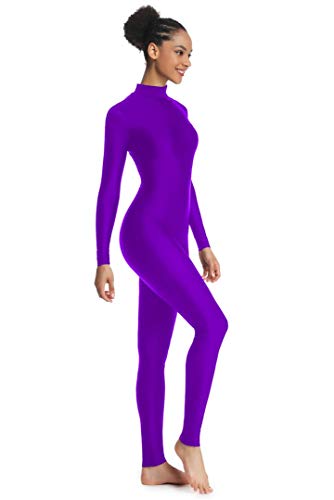 Image of Adult High Neck Long Sleeve Dance Unitard for Women Bodysuits Full Body Leotard Spandex Catsuit