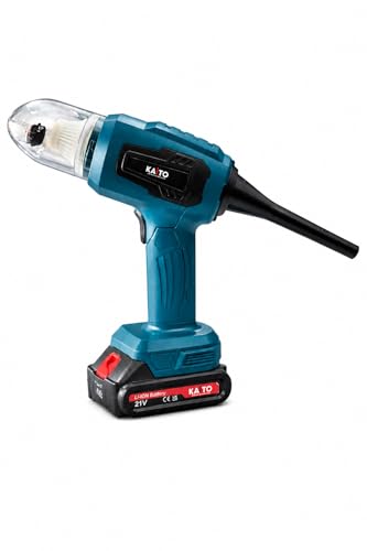 Image of KAITO Cordless Car Vacuum Cleaner & Blower 2-in-1 (21 V) | Portable Handheld Vacuum Cleaner with Dual Batteries, Charger & 6 Attachments | High-Power Cleaning for Car, Home & Office