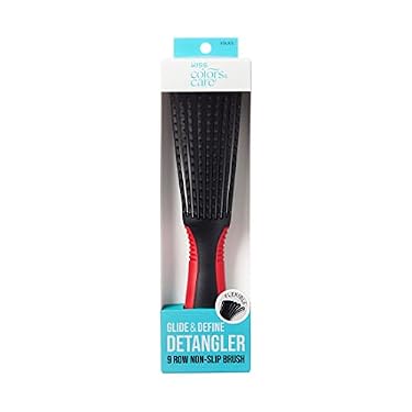 AMAZON - KISS Colors & Care Glide & Define Detangler 9-Row Non-Slip Brush, Large, Black – For Thick & Curly Hair, Tangle-Free, Smooth, Sleek Results, Anti Static, Sturdy & Non-Slip Grip, Multi Uses, & Powerfully Functional