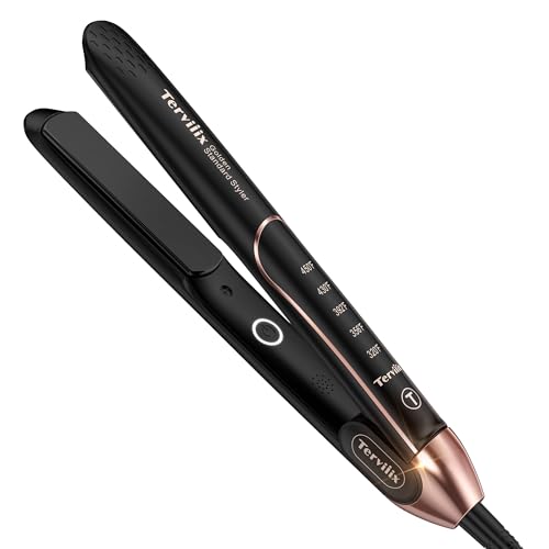 Terviiix Plancha De Cabello Professional 450°F, Non-Snagging Ceramic Flat Iron Hair Straightener 1 inch, 3X Less Damage Hair Iron Straightener and Curler, 15s Fast Heating, 5 Adjustable Heats