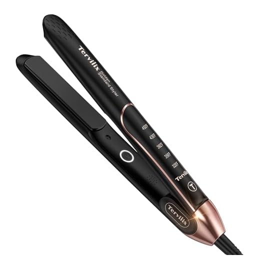 Terviiix Plancha De Cabello Professional 450°F, Non-Snagging Ceramic Flat Iron Hair Straightener 1 inch, 3X Less Damage Hair Iron Straightener and Curler, 15s Fast Heating, 5 Adjustable Heats