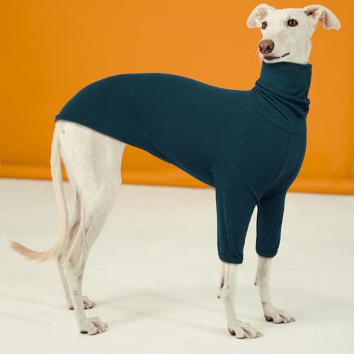 Whippet Mantel - Pyjama Sweater Jacke Kleidung für Italienische Windhunde - Warme Hundeweste Sweatshirt (Blau, S)