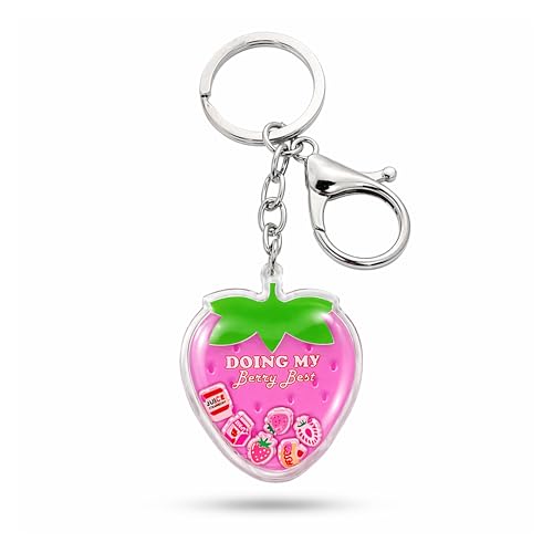 ILIEMOC Cute Strawberry Keychain Funny Kawaii Fruit Charm with Moving Pieces Aesthetic Gift for Women Girls