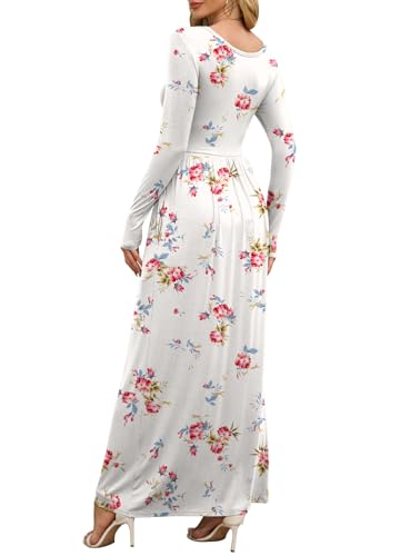 Image of DEARCASE Women's Maxi Dress Long Sleeve Crewneck Empire Waist Long Dresses
