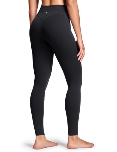 HeyNuts Butt Lifting Leggings for Women No Front Seam Tummy Control High Waisted Compression Workout Leggings Booty Lifting Gym Fitness Yoga Pants Full Length 28 Black S(4/6)