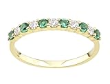 Old English Jewellers 9ct Yellow Gold Emerald Eternity Band Ring - size J K L M N O P Q R S (N)