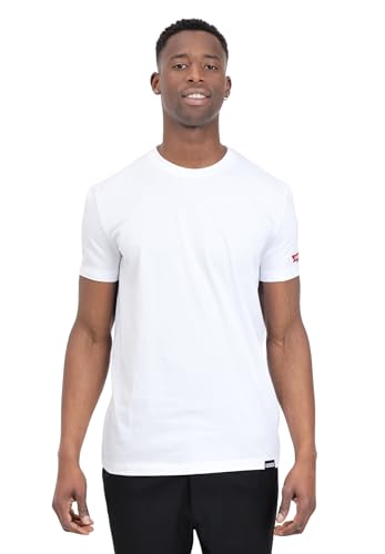 DSQUARED2 T-Shirt Bianca da Uomo con Patch Logo in Rosso XL