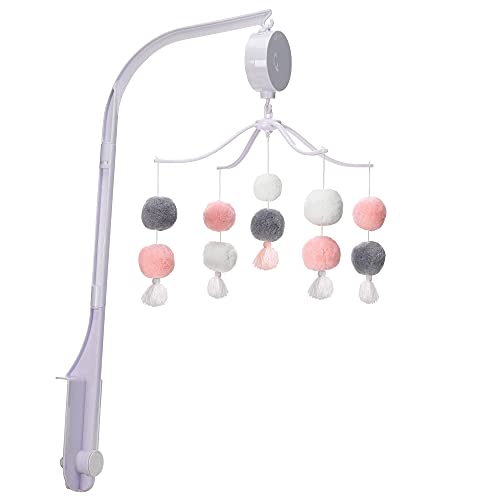 Bedtime Originals Blossom Pink/Gray Pom Pom Musical Baby Crib Mobile Soother Toy #TOP2