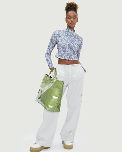 Image of Lushandy PVC Tote Bag for Women Jelly Beach Bag Top Handle Hobo Handbag | Water-Resistant, Wipe Clean, Lightweight