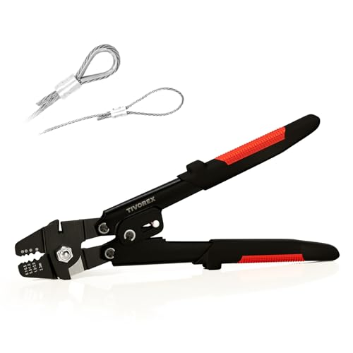 Tivorex Wire Rope Crimping Tool, Swager Tool for Aluminum Crimping Loop Sleeves up to 2.2mm, 1/64in to 3/32in Stainless Steel Cable Crimper for Cable Crimping and Swaging Projects