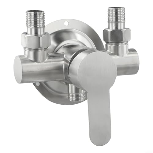 Yuanpgky Valvola miscelatore doccia in acciaio inox fissata al muro con maniglia a leva in metallo, per controllo dell'acqua calda e fredda, cartuccia in ceramica G1/2 uscita