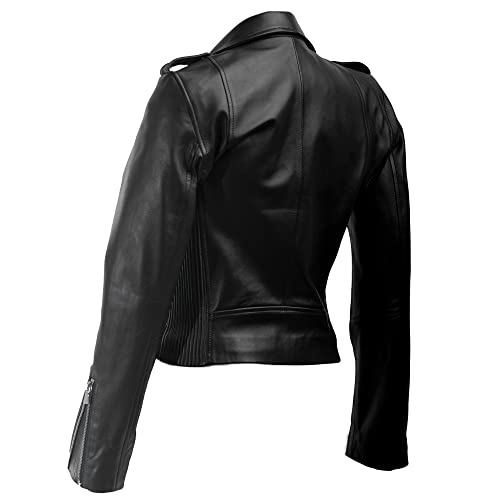 Emilio Bautista - Women's Genuine Leather Jacket (Elsa), 100% Lambskin Leather Outerwear Jacket - S #TOP3