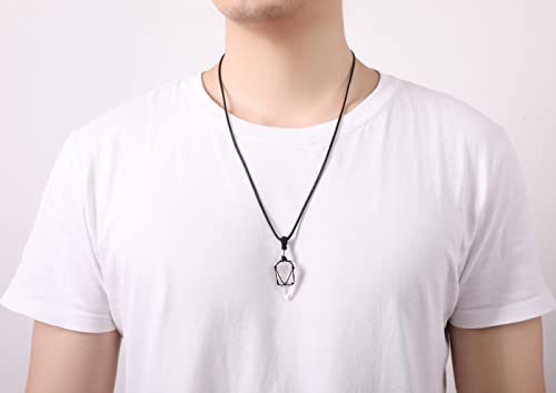 Image of XIANNVXI Healing Crystal Necklace for Men Jewelry Gift | Adjustable Black Rope Natural Gemstone Pendant