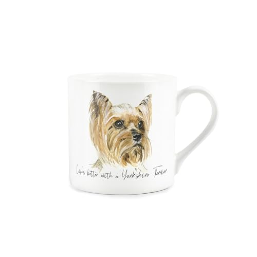 Purely Home Yorkie Mug - Lifes Better with A Yorkshire Terrier Bone China White Mug - Tea/Coffee Gift for Dog Lovers