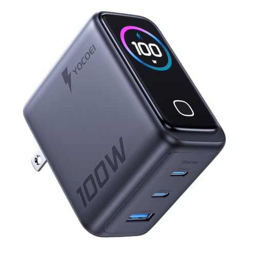 YOCOEI 100W PD充電器 3ポート USB-C×2 &USB-A×1 アニメ表情 Type-C 急速充電器【PSE認証済/折りたたみ/充電状況をリアルタイム表示 】iPhone 17シリーズ /Galaxy/Androidスマートフォン/MacBook/ノートPC各種対応