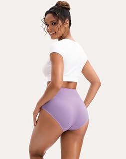 INNERSY Womens High Waisted Underwear Cotton Plus Size Ladies Panties 5 Pack(XL, Style 1)