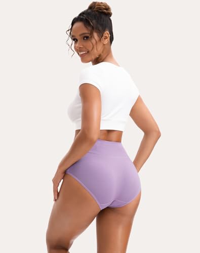 Image of INNERSY Women's High Waisted Underwear Cotton Panties Regular & Plus Size 5-Pack