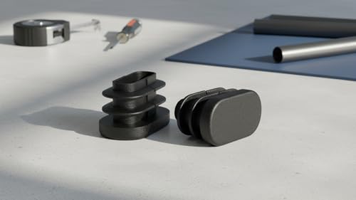 Image of Flyshop 15 x 30 mm (5 /8 inch x 1-3 /16 inch) OD Black Chair Plastic Plugs Oval Tubing End Caps Tube Inserts Furniture Glides 8 Pcs