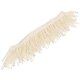 minkissy Ribete de Borlas con Perlas para Ropa, Cinta Decorativa con Perlas de Color Blanco, Adorno para Manualidades y Confección, 1 Metro, Adecuado para Vestidos y Cortinas, Suministro