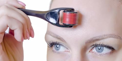 Rolo de Microagulha Derma Roller Titânio 540 Agulhas para Rosto Corpo Cabelo e Barba Estimula Produç
