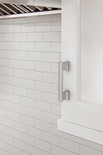 Image of Amerock 10 Pack 3 inch Triomphe Satin Nickel Drawer Pull | 3 inch (76mm) Center-to-Center Mounting Distance and 4 inches Overall Length, Durable Zinc Cabinet Hardware