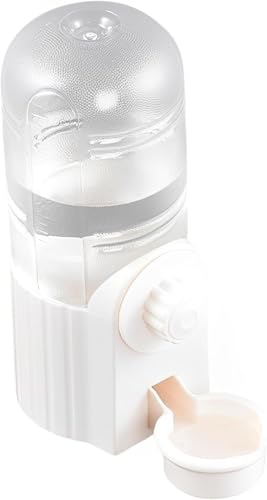 TTBD 700ml 大容量 ウサギ 給水器 自動給水式 防漏設計 静音設計 ハムスター モルモット 小動物用 耐かじり 軽く舐めるだけで給水 うさぎ 水飲み器 キャップ付き カゴ取付可(ホワイト,L)