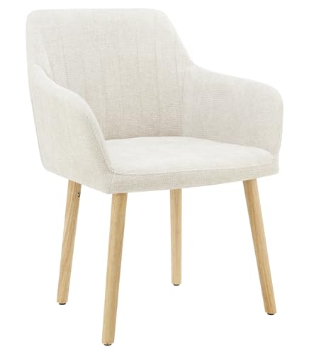 IlGruppone Poltroncina Stile Scandinavo in Tessuto con Gambe in Legno Naturale Sedia Imbottita Moderna per Soggiorno, Sala da Pranzo o Camera da Letto Design Nordico Elegante e Confortevole - Beige
